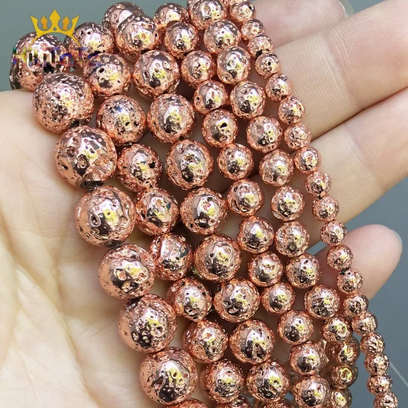 Бусины разделители из лавового камня розового золота незакрепленные бусины