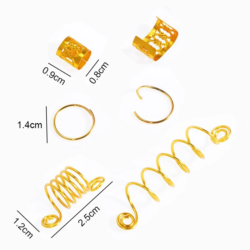 Кольцо для волос серебристое/золотистое 60 шт.|Звенья кольца и трубки| |