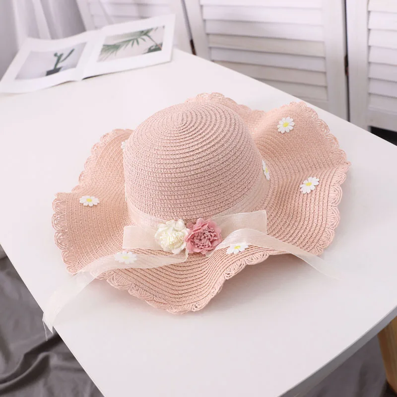 

Ladies Straw Hat Ladies Small Flowers Fresh Big Eaves Foldable Lace Sunscreen Beach Vacation Sun Hat Fisherman Hat Travel