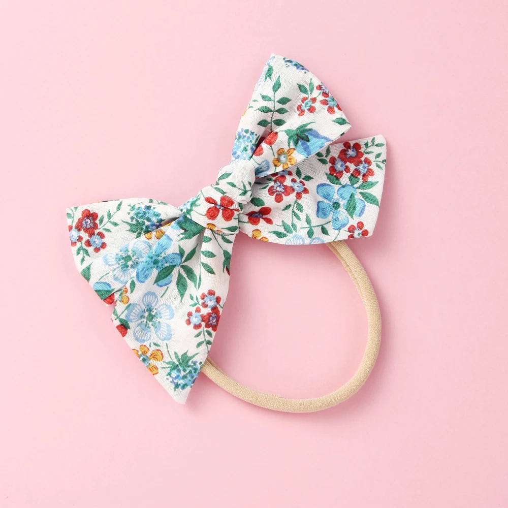 Повязка на голову с бантом лента для волос маленьких девочек эластичная цветами