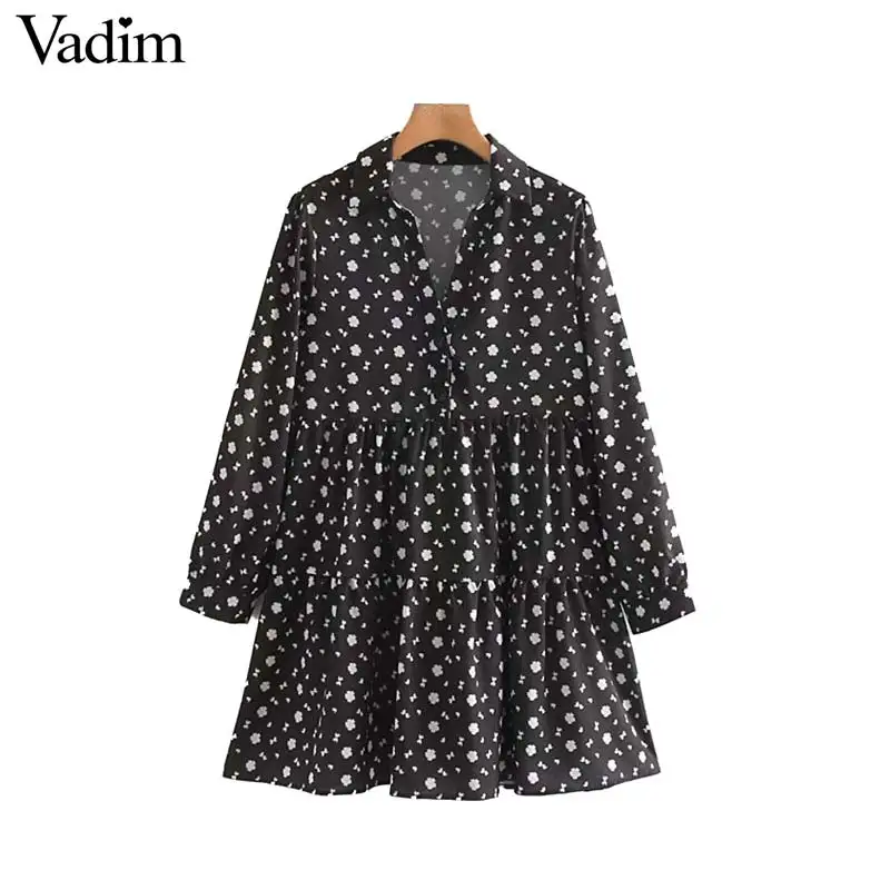 Vadim женское винтажное мини платье с цветочным принтом повседневное свободное