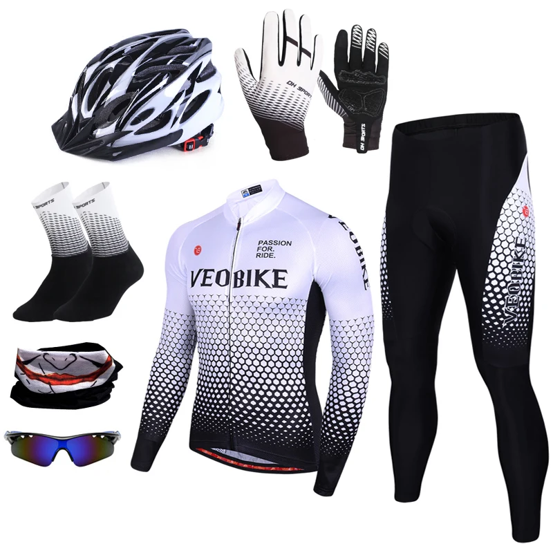 Дышащий осенне весенний Мужской комплект из Джерси с длинным рукавом для езды на