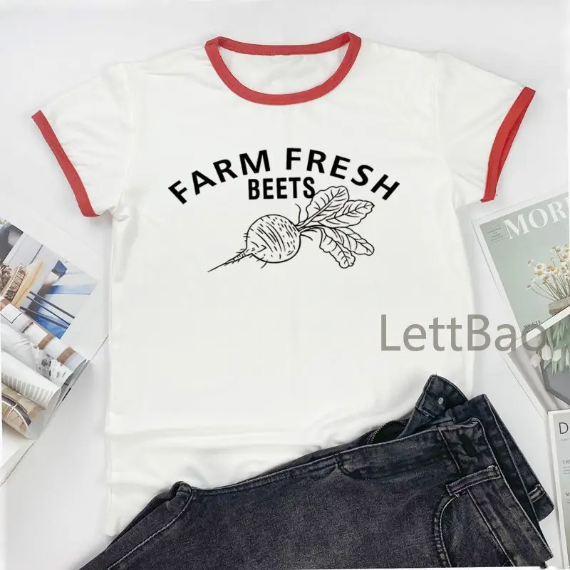 

Футболка женская с графическим принтом и изображением свежей фермы, модный топ в стиле Харадзюку, лето 2021