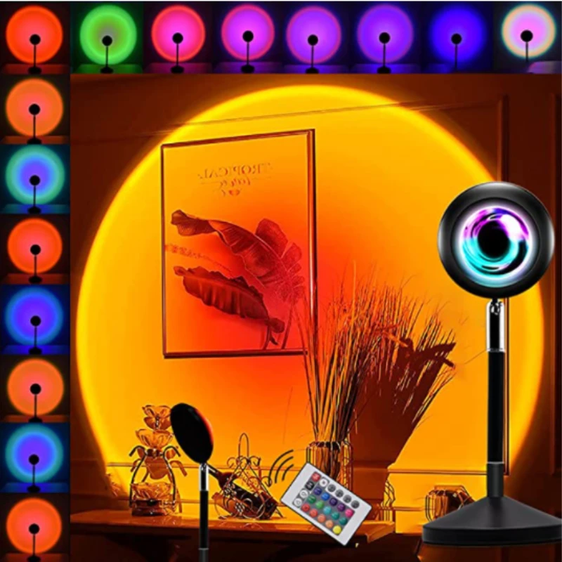 

USB Rainbow Sunset Red Projector Led Night Light Sun Projection Desk Lamp for Bedroom Bar Coffee Store Wall Decoration Lighting