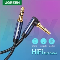 ugreen 3 5mm audio jack cable 3 5 mm male to male aux cable for samsung s20 car headphone mp34 aux cord wire line 90 degree