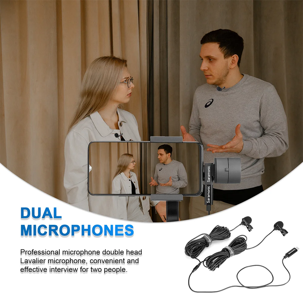 Saramonic LavMicro U3C цифровой двойной головкой Lavalier Clip on микрофон с разъемом Type C