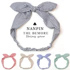 Детская повязка на голову с кроличьими ушками, однотонная эластичная хлопковая модная резинка для волос ручной работы, Детские аксессуары для волос, резинки для девочек