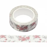 new 1pc 15mm x 10m cute delicate spring flowers leaves floral watercolor tape scrapbook paper masking adhesive washi tape