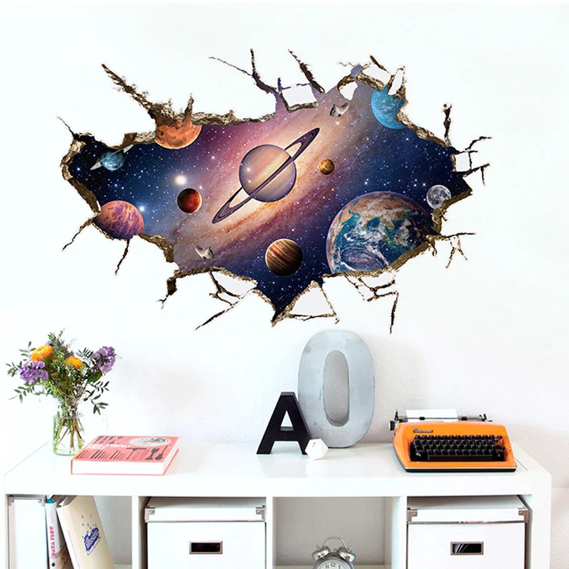 3D наклейки на стену в космосе астронавт планета декор для мальчиков украшение