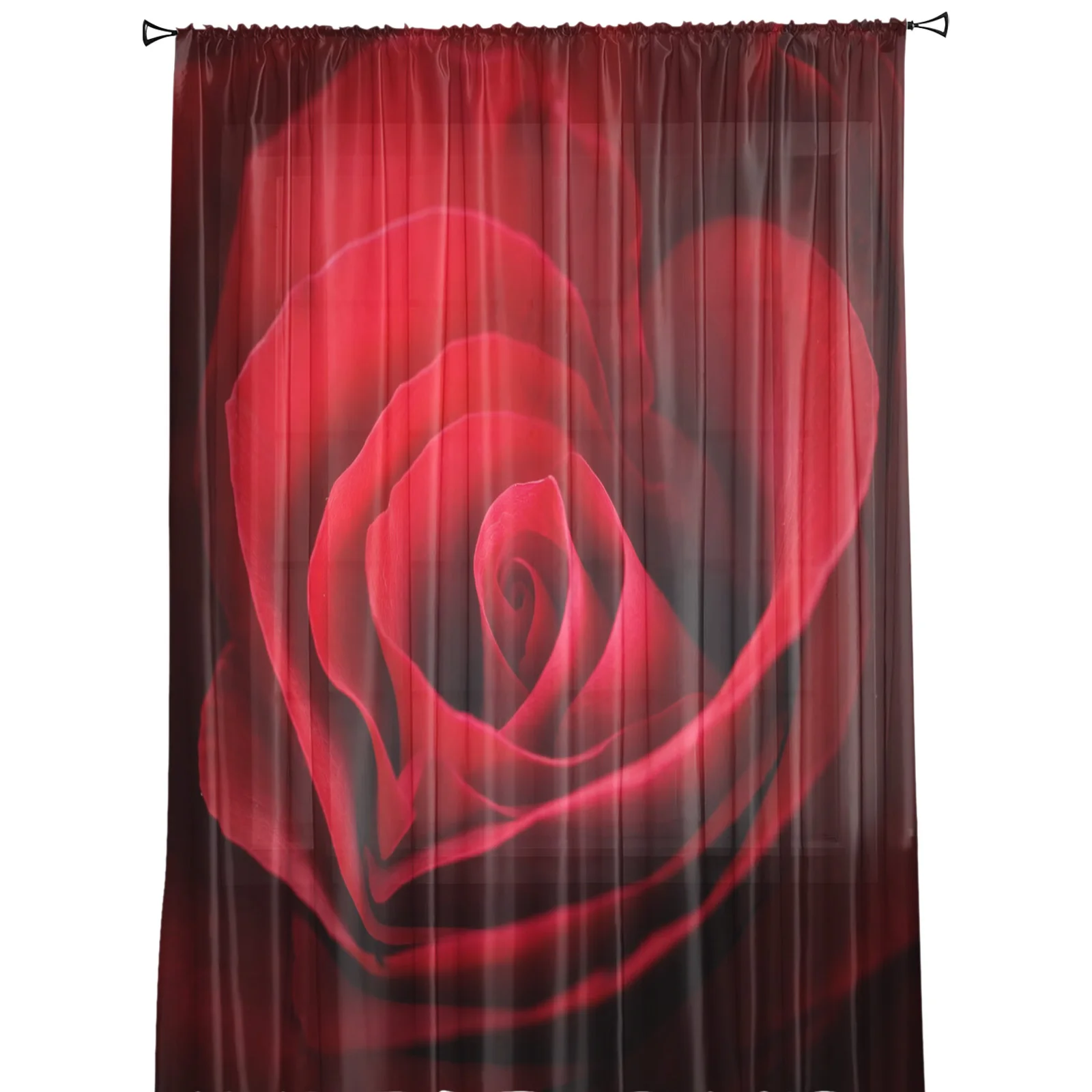 Красивые занавески из вуали с красными розами для гостиной оконные шторы спальни