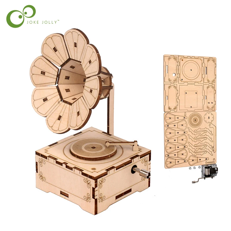 1 комплект креативный деревянный фонограф с ручным приводом музыкальная