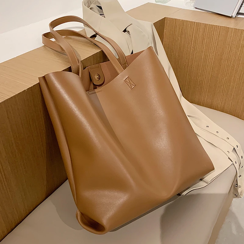 Вместительные сумки на плечо из искусственной кожи для женщин 2021 фирменные