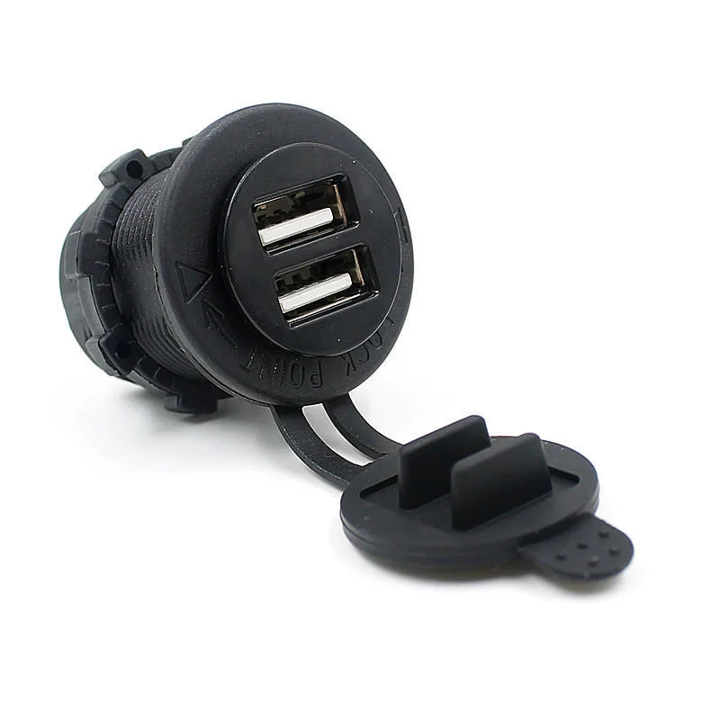 

Car Cigarette Lighter Socket DC 12V Dual USB Charger Adapter Outlet BK
