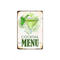 metal tin signs cocktail menu plaque martini bloody mary margarita vintage poster cafe bar pub home decor wall art stickers
