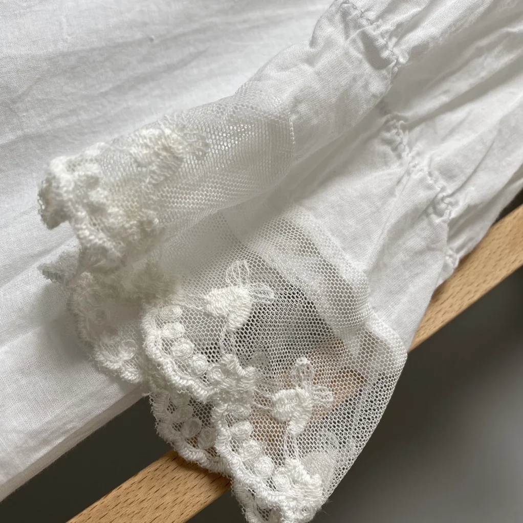 

Japan Style Mori Girl Cotton Dress 2021 New Spring Summer Solid Color Lace Peter Pan Collar Long Sleeve Dresses