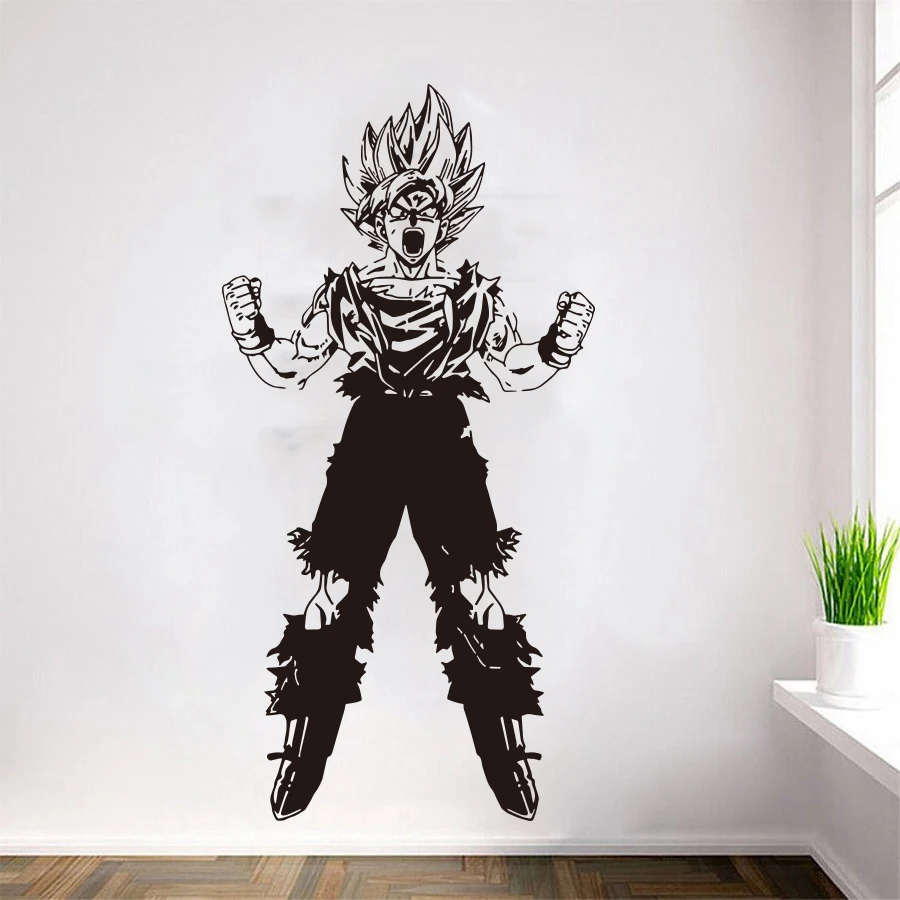 Dragon Ball Z Супер Saiyan Сунь Укун стикер на стену подходит для молодежной Комнаты Большие настенные украшения японская манга мультяшный винил