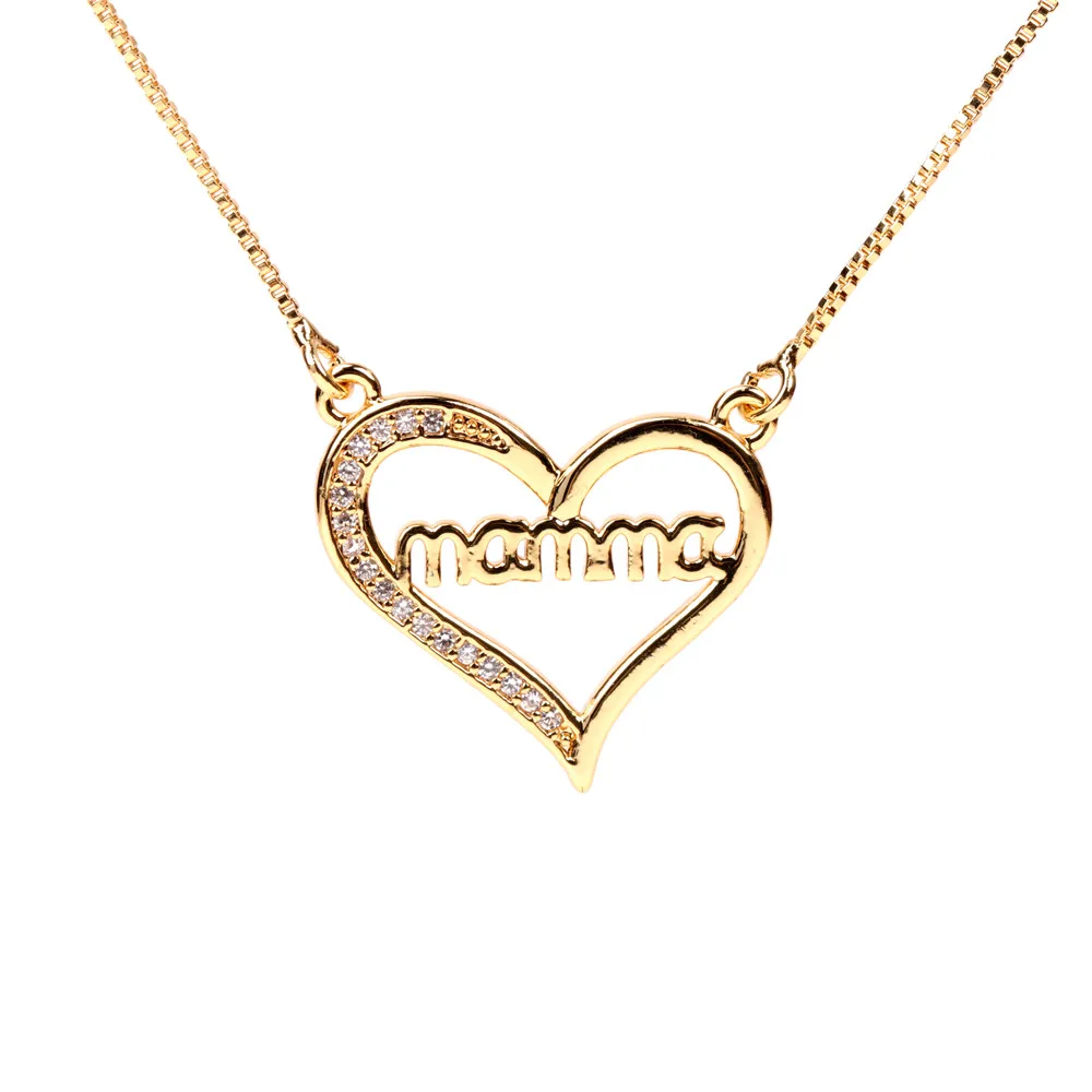 

EYIKA с надписью «I Love Mama» и циркон сердце кулон ожерелье высокого качества золотые украшения, прекрасный подарок на день матери, для детей и ма...