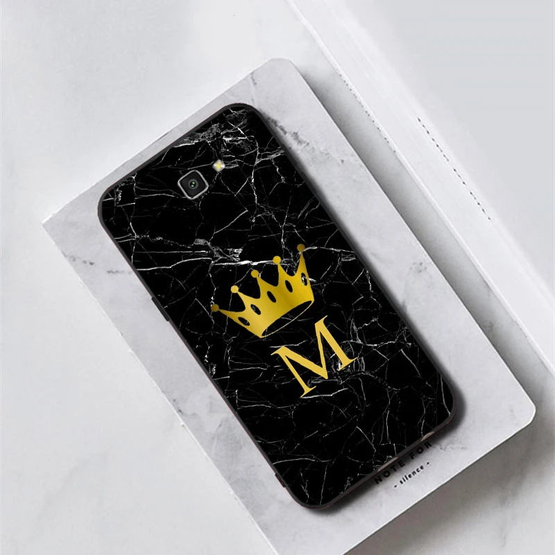 LVTLV DIY инициалы имя письмо монограмма черный мрамор Корона чехол для телефона samsung