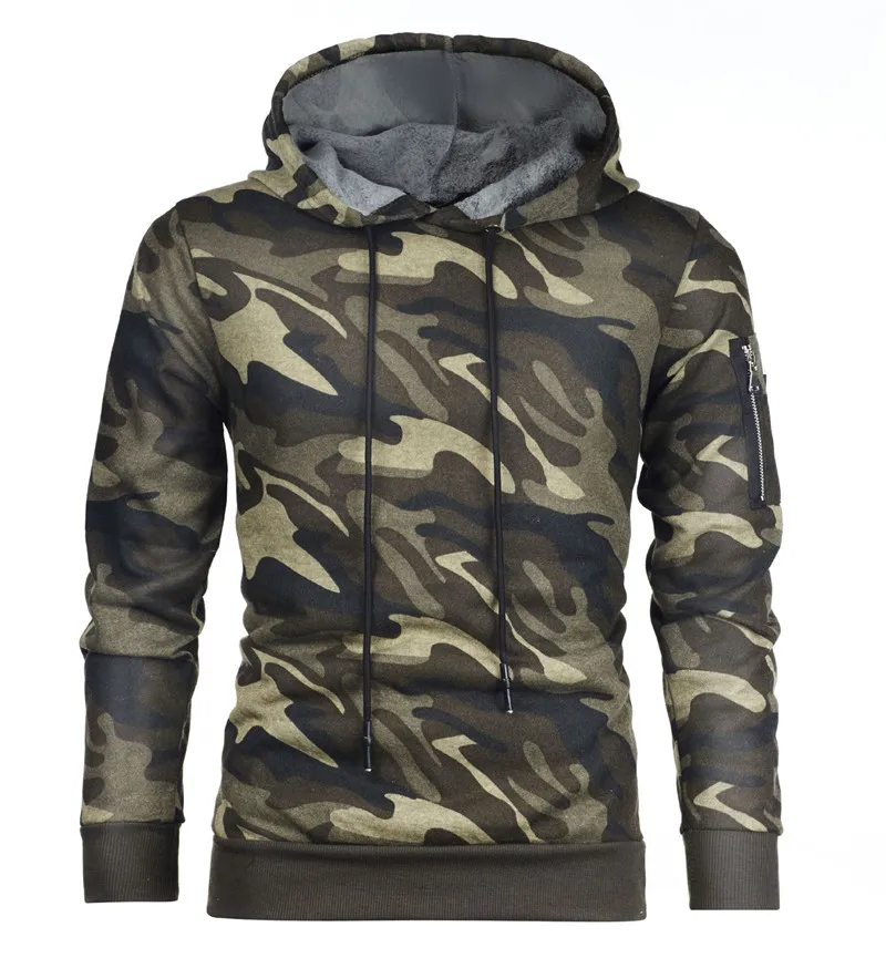 

Men's new fashion personality Camo hooded men's casual slim pullover sweater outdoor sportswear