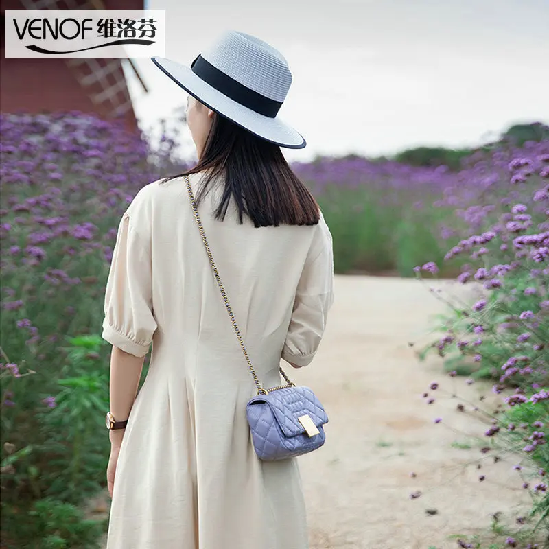 Сумки VENOF из натуральной кожи для женщин клетчатая мини сумка через плечо женская