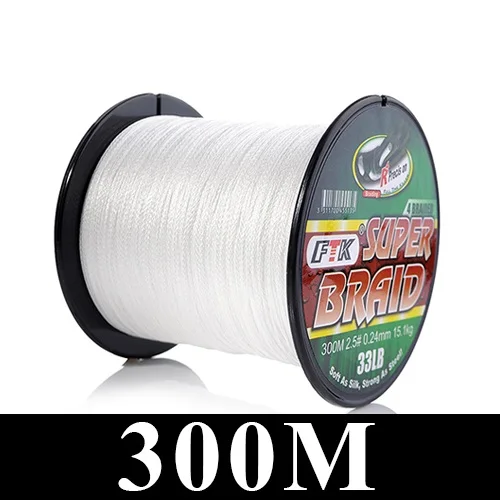 White 300m FTK 300 м/500 м плетеная леска из полиэтилена 0,10 мм-0,40 мм 0,4-6,0# код 4 нити 8-60LB PE многофиламентная леска - Цвет: White 300m