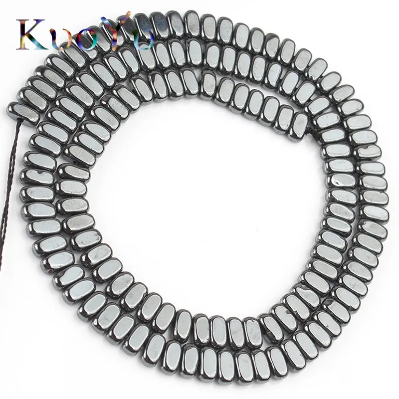 Бусины Из Гематита и натурального черного прямоугольника плоские