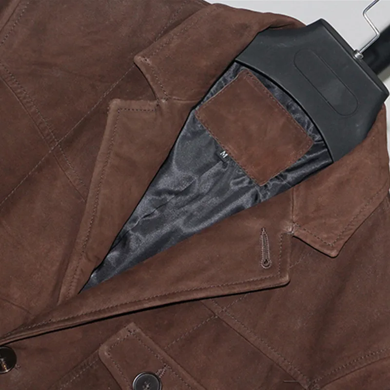 

2021 Dark Brown Casual Style Genuine Leather Jacket Men Plus Size 3XL Single Breasted Real Natural Cowhide Slim Fit Autumn Coat