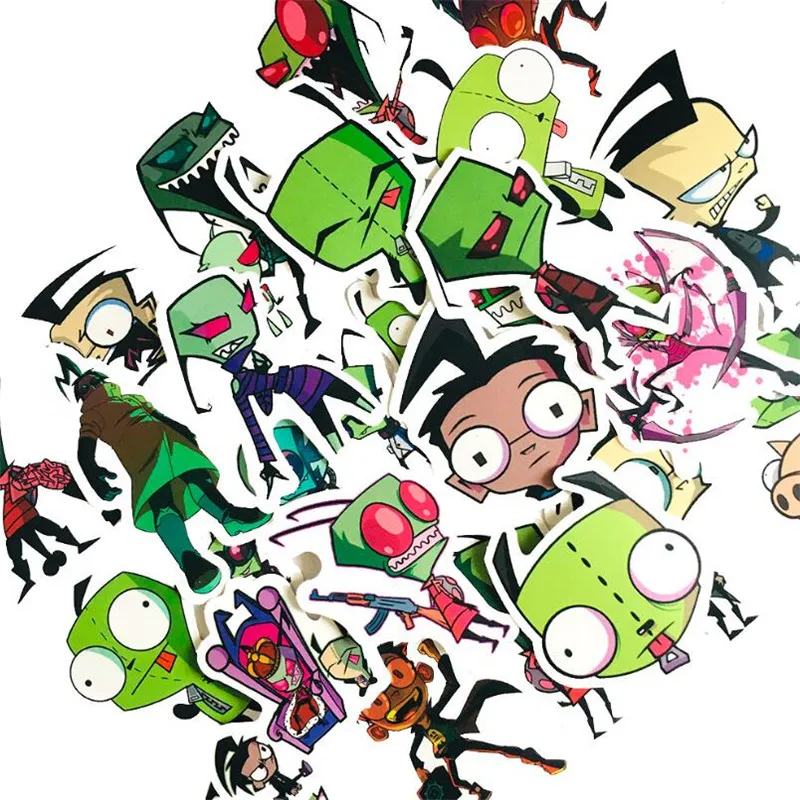

10/30/50PCS cartoon cute geometric green radical dumb film decorative helmet luggage laptop waterproof sticker wholesale