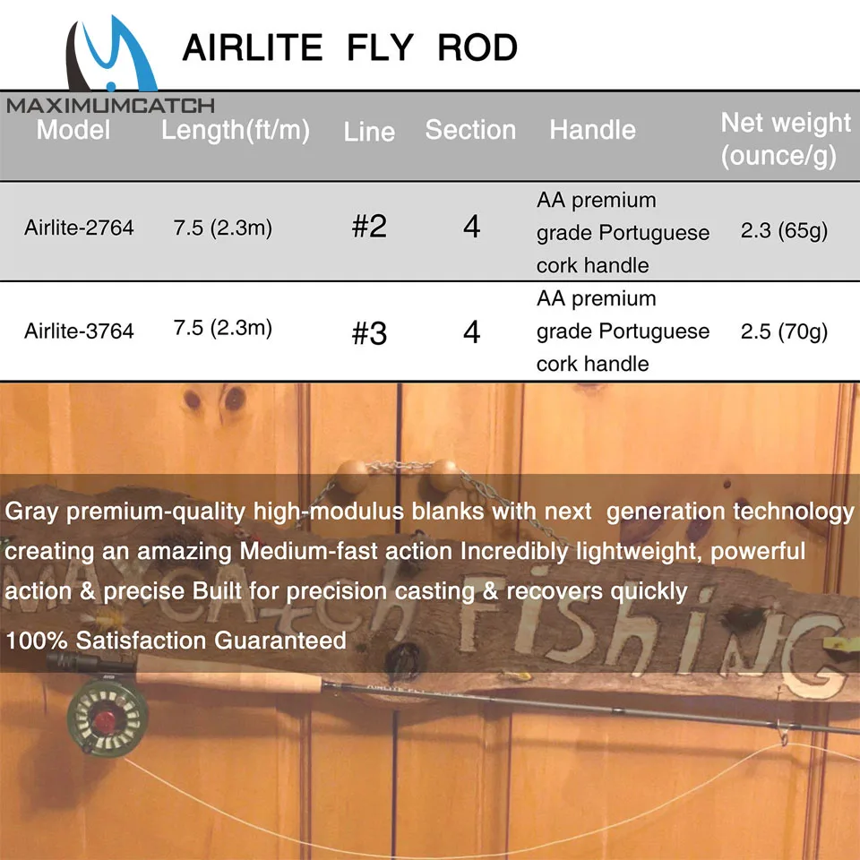 Maximumcatch супер светильник 2WT Airlite 7'6'' удочка для ловли нахлыстом графитовая Удочка из углеродного волокна с трубкой Cordura