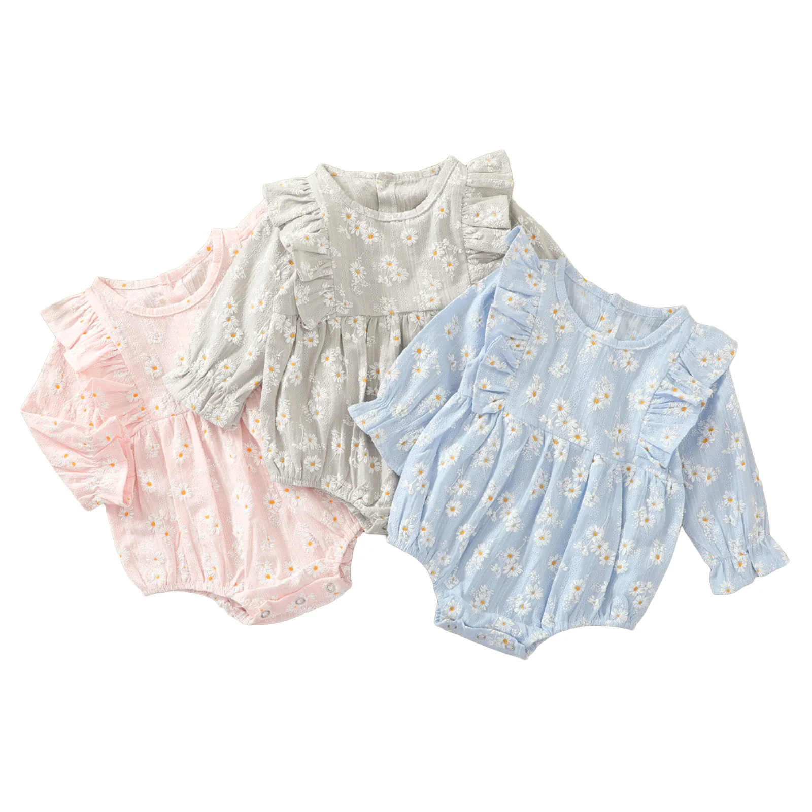 

New Arrival Baby Spring Autumn Clothing Newborn Infant Girls Ruffles Long Sleeves Floral Bodysuit Jumpsuit Toddler Clothes 0-24M