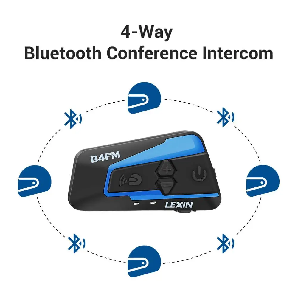 

Bluetooth-гарнитура Lexin для мотоцикла, водонепроницаемое переговорное устройство для шлема, с поддержкой Bluetooth B4FM, 4 способа общения