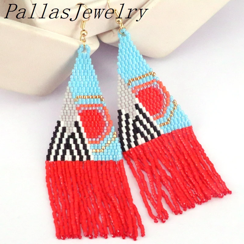

3Pairs 2021 Miyuki Earring Beaded Tassel Large Earrings For Women Jewelry Fashion Handmade Hanging Ear Ring African Bead Jewelle