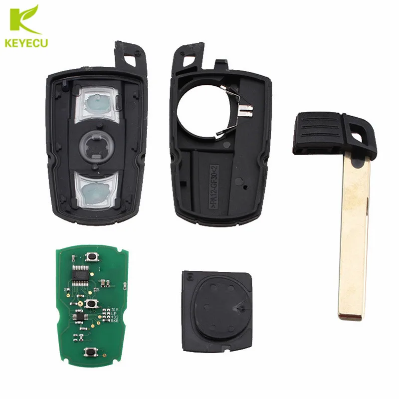 Запасной дистанционный ключ KEYECU 868/433/315 МГц ID46 чип для BMW 1/3/5/M3 Z4 X5 X6 Series CAS3 без