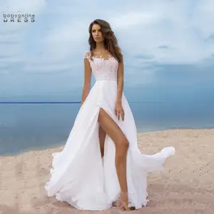 Женское кружевное свадебное платье с открытой спиной, а-силуэт