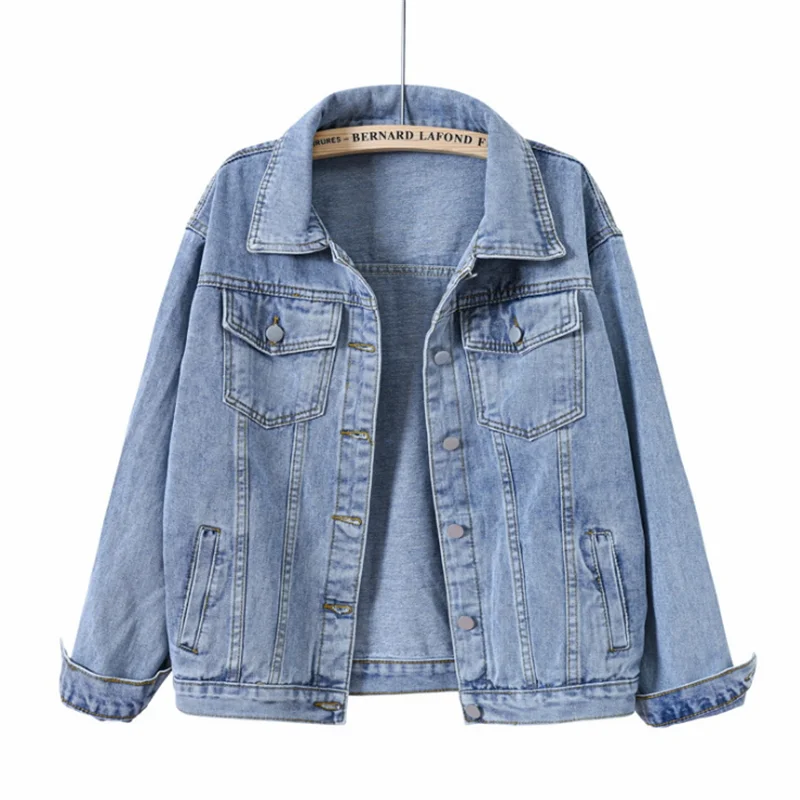 

2021 Plus Size 5XL Denim Jacket Women Boyfriend Jean Coat Streetwear Harajuku Vintage Autumn Basic Outerwear