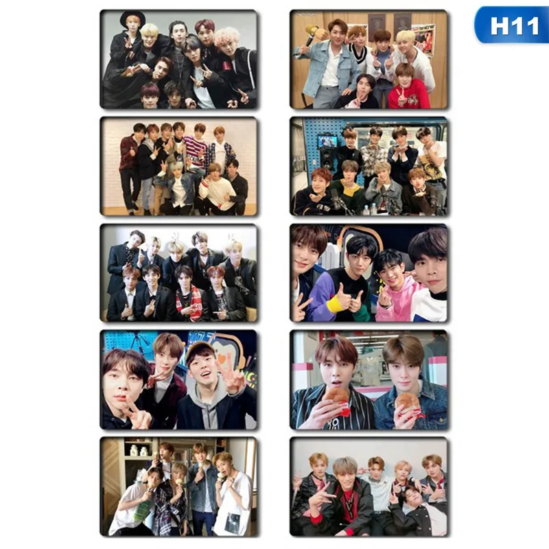 H11 10 шт./компл. k-pop NCT 127 мини-альбом карты с кристаллами наклейки автограф фотокарты бумажные карты - Цвет: H11