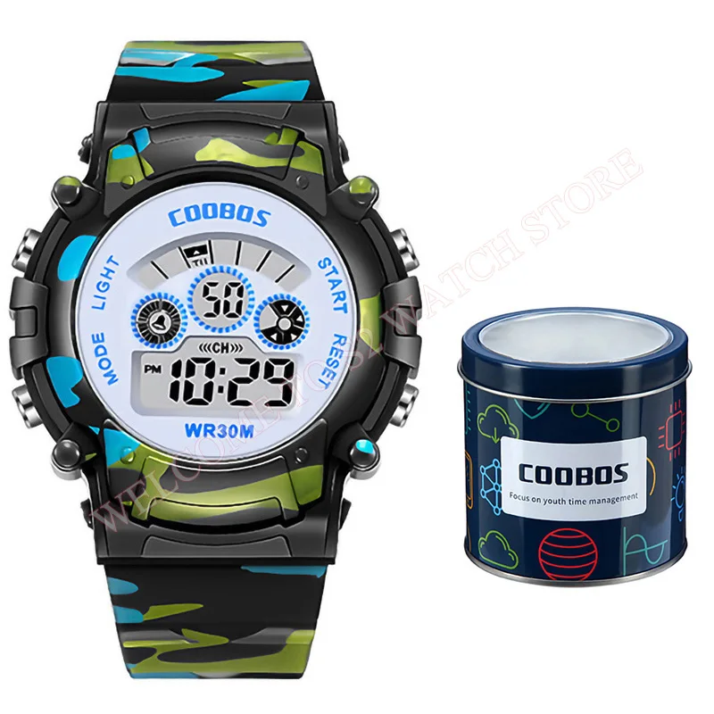 Часы для мальчиков детские спортивные светодиодные светящиеся цифровые