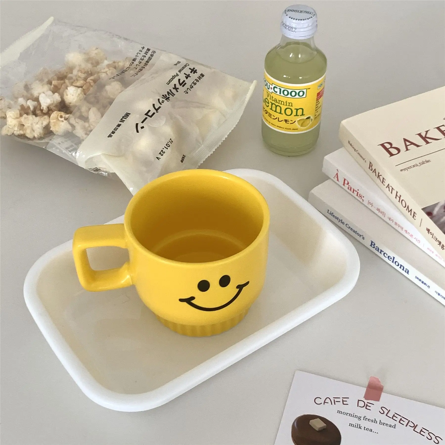 350ml Ins Wind Yellow Smiley Face Handmade Ceramic Coffee Mug Home Breakfast Milk Office Cups Creative Children's Gift | Дом и сад