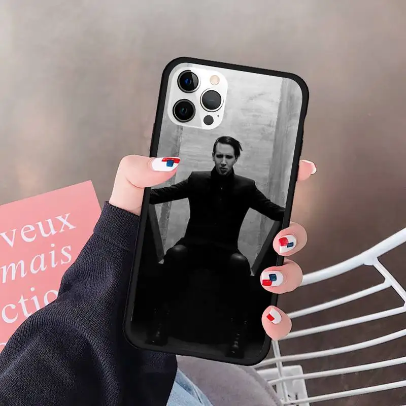 

Marilyn Manson Rock musician Phone Case For Iphone Case 5 5S SE 6 6s 7 8 11 12 X Xs Xr Pro Plus Max Mini Cover