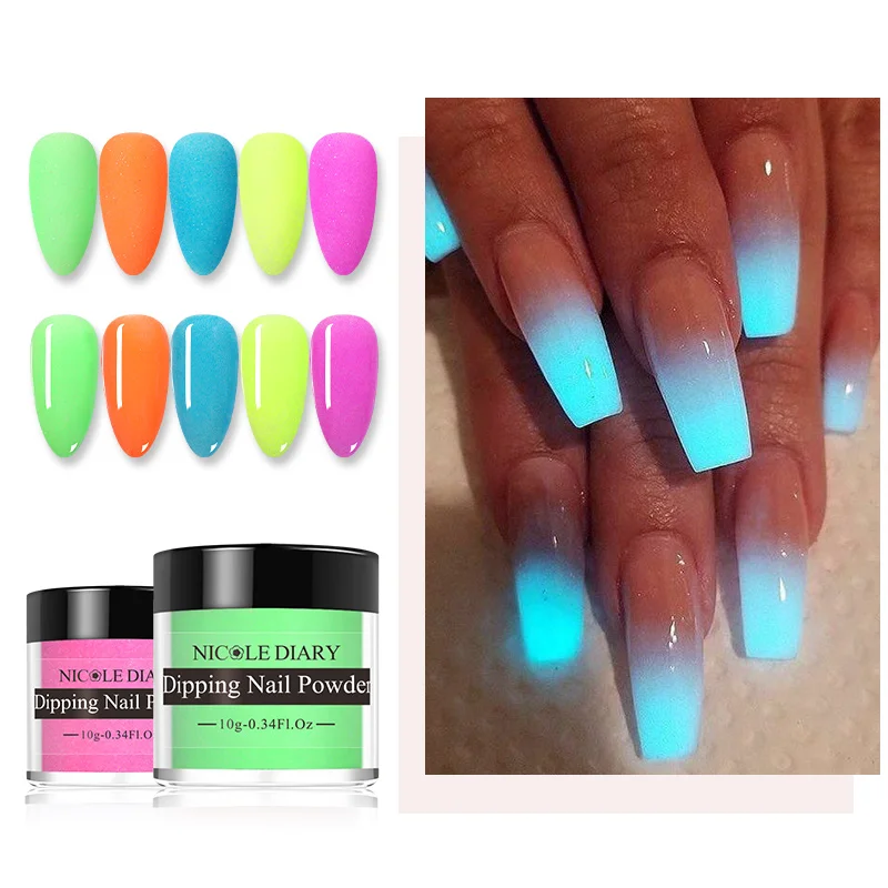 Флуоресцентная неоновая акриловая пудра NICOLE DIARY для ногтей градиентный пигмент