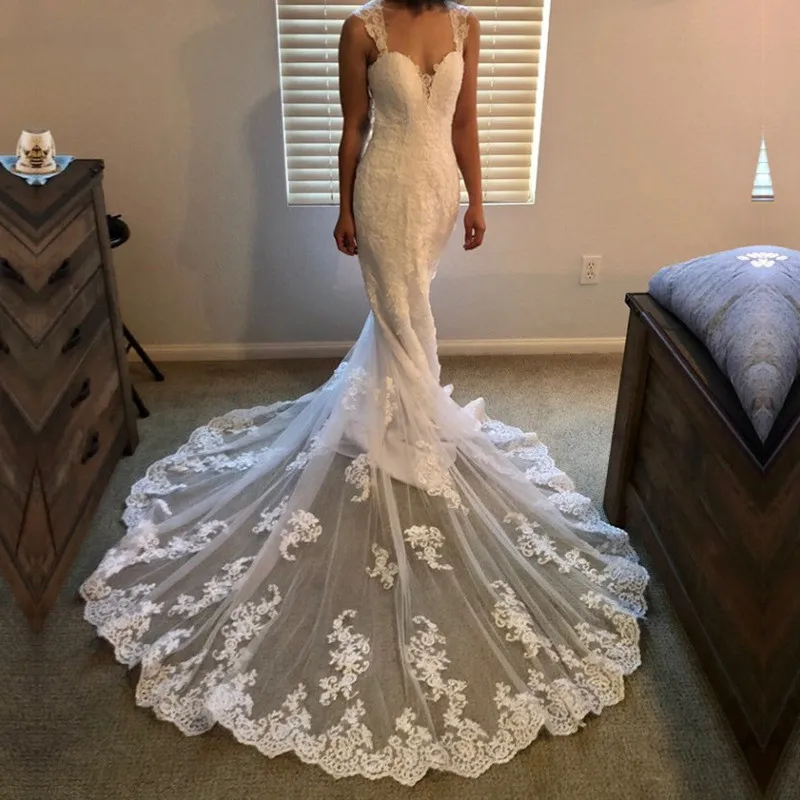 

Robe de mariage Princesa, длинное кружевное свадебное платье русалки с длинным шлейфом, 2020, свадебное платье с аппликацией на заказ, Vestido de noiva