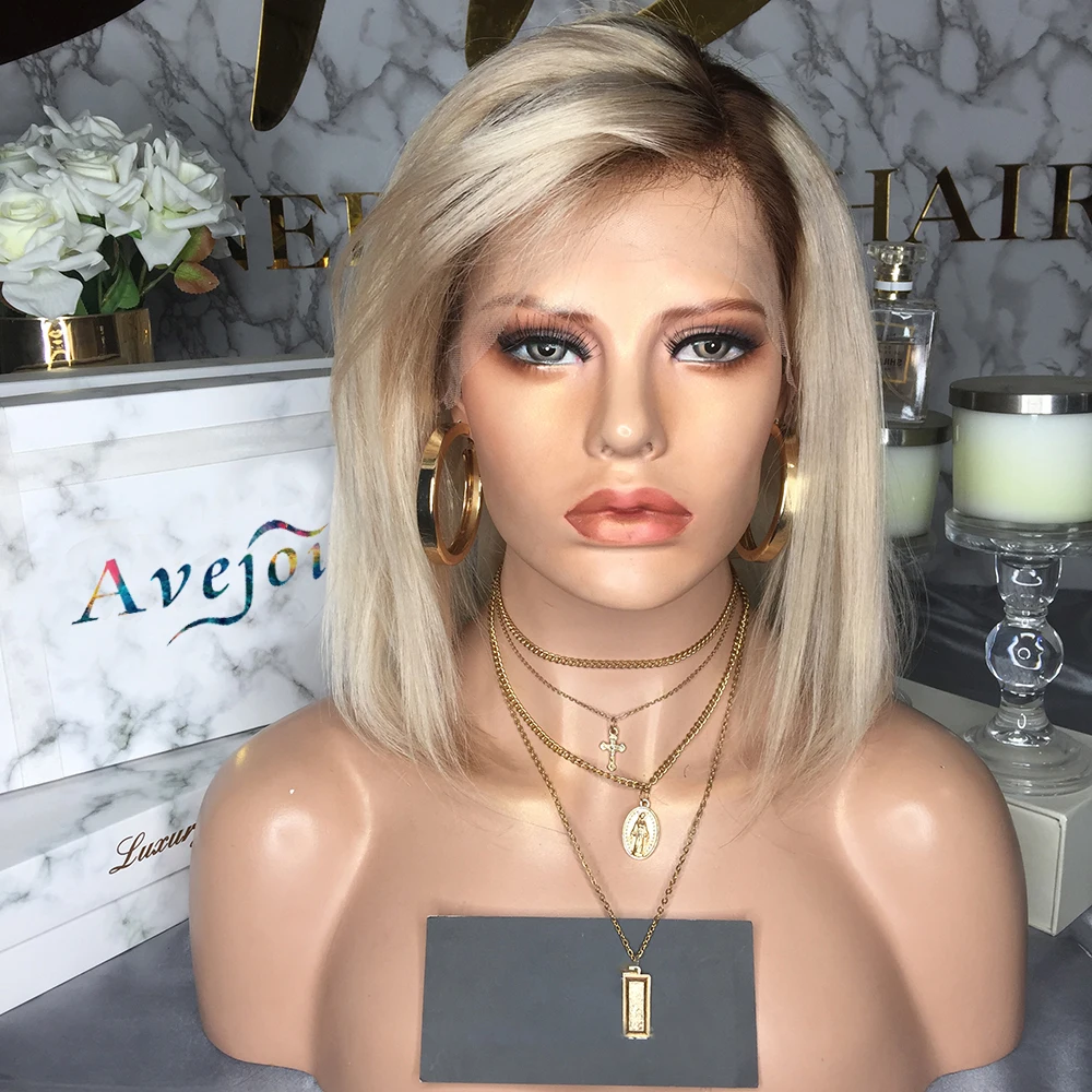 AVEJOICE Main 16 # Color Root 6 #13*4 Короткие парики из человеческих волос на шнурке индийские