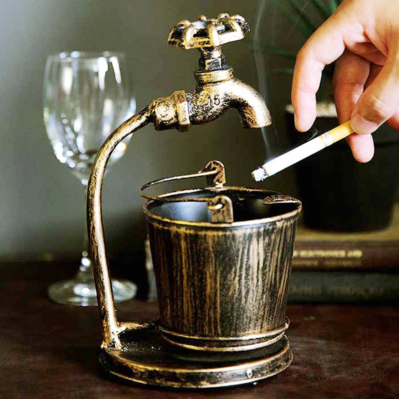 

Retro Creative Household Iron Ashtray Anti Fly Ash Living Room Office Ashtray Decoration Personality Trend Multi Function
