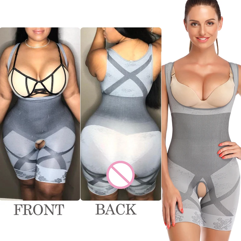 

Women Magic Full Body Shaper Thigh Slimmer Slimming Bodysuit Open Bust Girdle Tummy Control Shapewear Waist and Thigh Trainer US