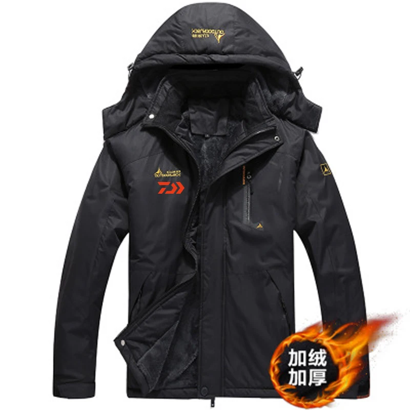 

2020 Daiwa Рыболовная одежда зимние мужские осенние зимние водонепроницаемые теплые рыболовные куртки Лоскутные с капюшоном костюмы для альпи...
