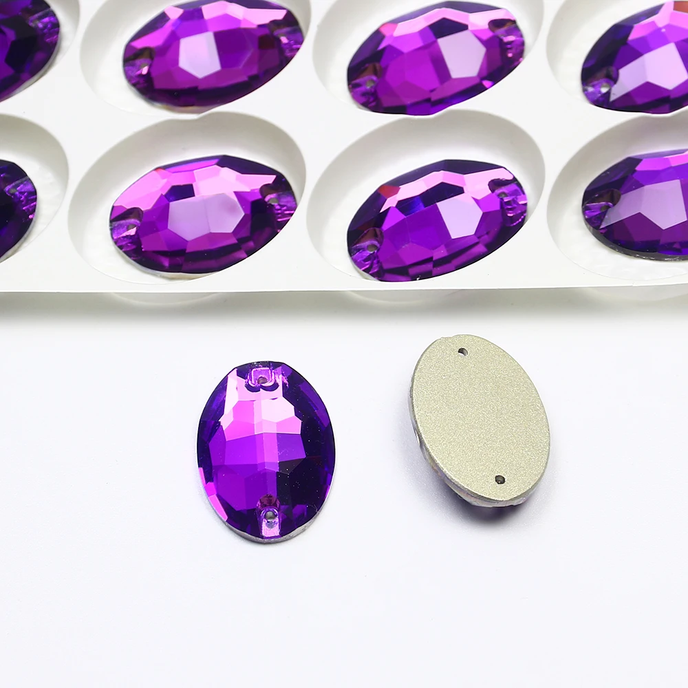 Овальная форма плоская задняя сторона с двумя отверстиями стеклянный хрусталь 5