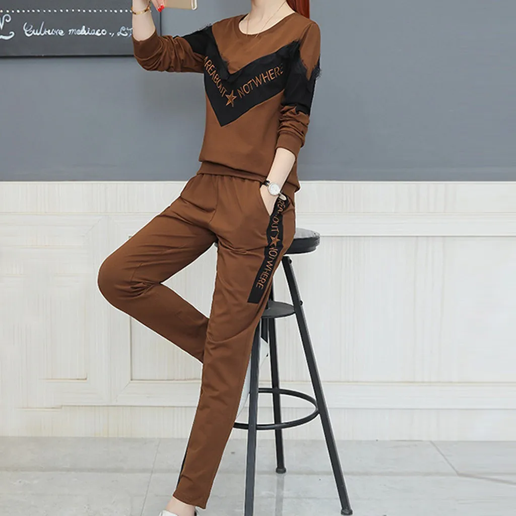 Женский спортивный костюм с длинным рукавом комплект из двух предметов разрезом