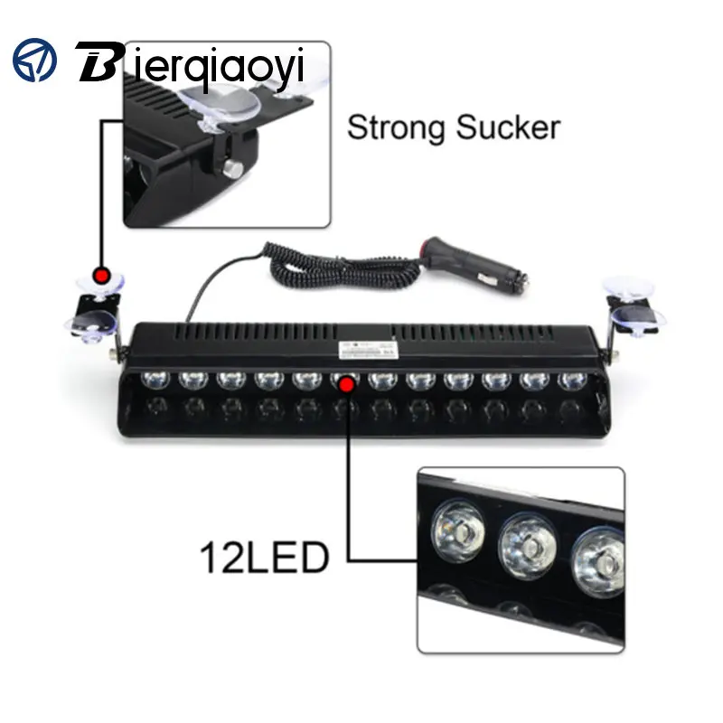 12 LED Windshield Sucker Strobe Light 12V Flash Warning Windscreen Car Flashing Lamp Firemen Police Fog Emergency Lights | Автомобили и