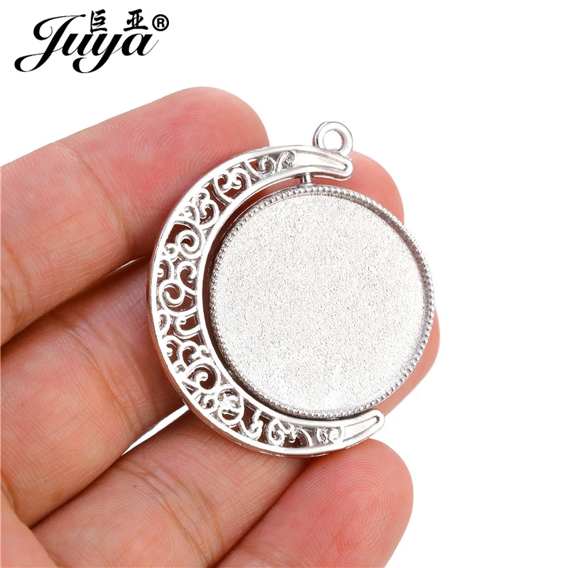 50PCS 20/25/30mm Pendant Cabochon Base Double Sided Rotation Setting Bezels Charms For DIY Jewelry Making Findings Accessories