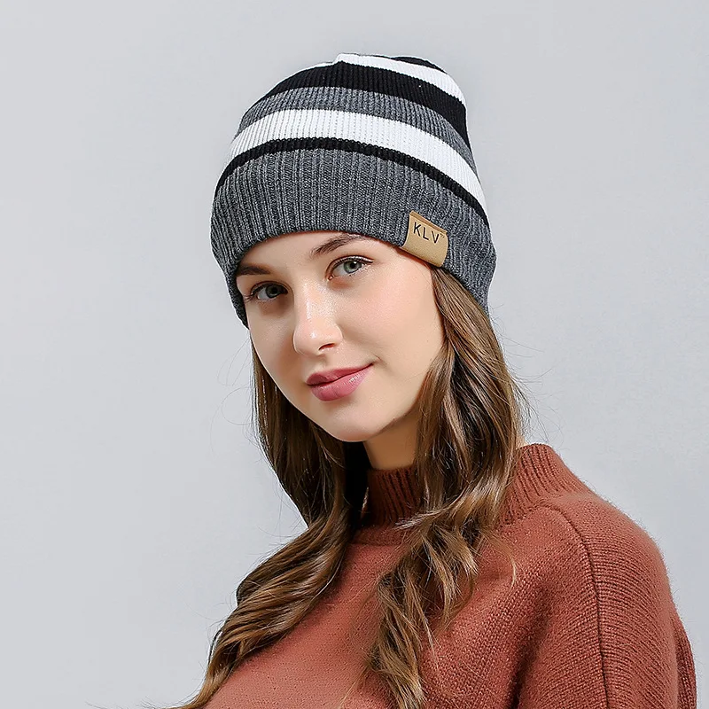 Зима Осень вязанные шапки бини для женщин и мужчин 2019 винтажные полосатые